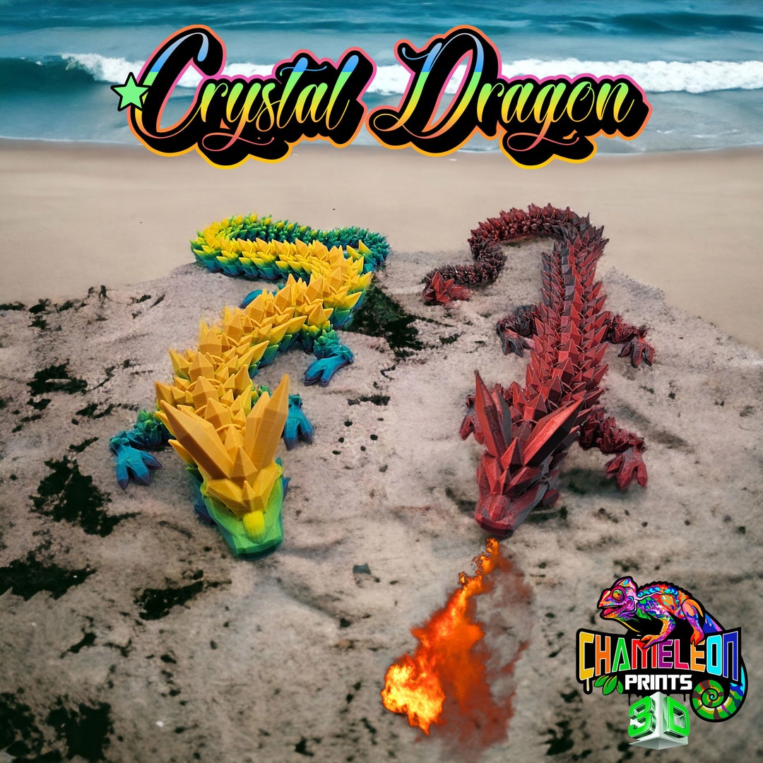 Crystal Dragon Enchanting , 3D Printed Fantasy Statue, Home Decor ...