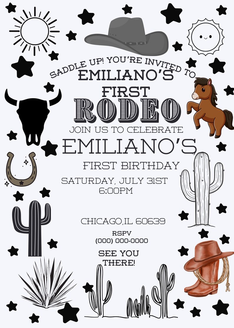 Rodeo/cowboy Theme Invitation - Etsy