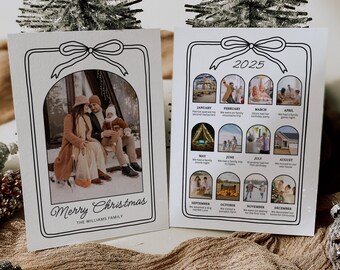 Year in Review Christmas Card Template, What A Year Card Photo Collage, Bow Card, Arch Holiday Card Template, Holiday Newsletter, Photo Card