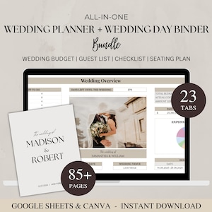 Hochzeitsplaner & Wedding Day Binder Bundle, Google Sheets Hochzeitsplaner, Canva Hochzeit Binder, Hochzeitsbudget, Reiseplan
