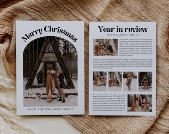 Year in Review Christmas Card Template, Holiday Newsletter, What A Year Card Photo Collage, Arch Holiday Card, Photo Card, Family Newsletter