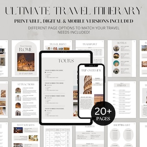 Travel Itinerary Template, Trip Itinerary Template, Digital Travel Planner, Printable Travel Itinerary, Vacation Planner, Travel Guide
