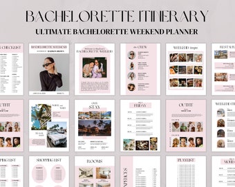 Plantilla de itinerario de despedida de soltera definitiva, Planificador de fin de semana de despedida de soltera, Planificador de itinerario de despedida de soltera, Despedida de soltera, Plantilla de Canva