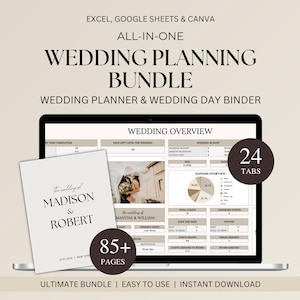 Wedding Planner Spreadsheet & Wedding Day Binder Bundle, Excel Google Sheets Wedding Planner, Canva Wedding Binder, Budget, Itinerary