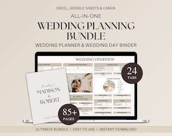 Wedding Planner Spreadsheet & Wedding Day Binder Bundle, Excel Google Sheets Wedding Planner, Canva Wedding Binder, Budget, Itinerary