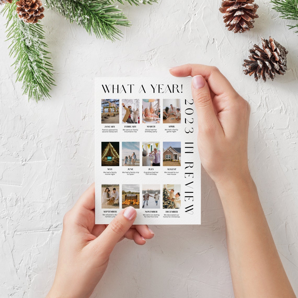 Year in Review Holiday Card Template, What A Year Card Photo Collage Year in Review Holiday Card Template, What A Year Card Photo Collage