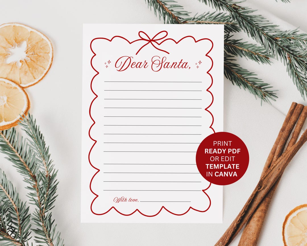Letter to Santa Editable: Printable Christmas Wish List for Kids (PDF ...