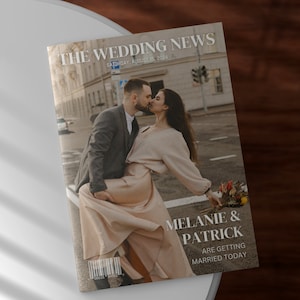 4 Pages Wedding Magazine Template, Folded Wedding Program Template, Magazine Wedding Day Program Template, Canva Wedding Infographic