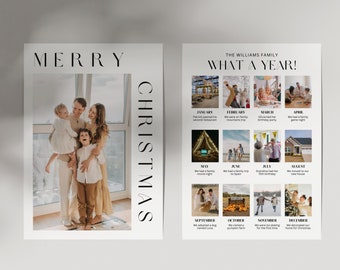 Year in Review Holiday Card Template, What A Year Card Photo Collage, Printable Family Photo Christmas Card Template, Holiday Newsletter
