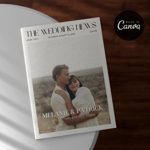 4 Pages Wedding Magazine Template, Folded Wedding Program Template, Magazine Wedding Day Program Template, Wedding Infographic, Canva Edit