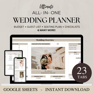 Weddingplanner-spreadsheet, digitale bruiloftplanner, Google Spreadsheets Bruiloftplanning, bruiloftsbudget, bruiloftroute, checklist bruiloft