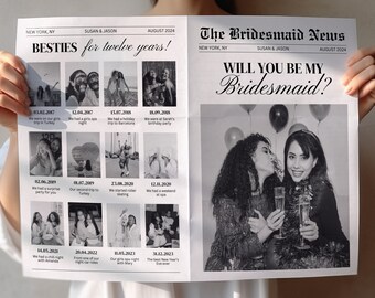 Newspaper Bridesmaid Proposal Template: Flower Bouquet Wrap (Digital Download)