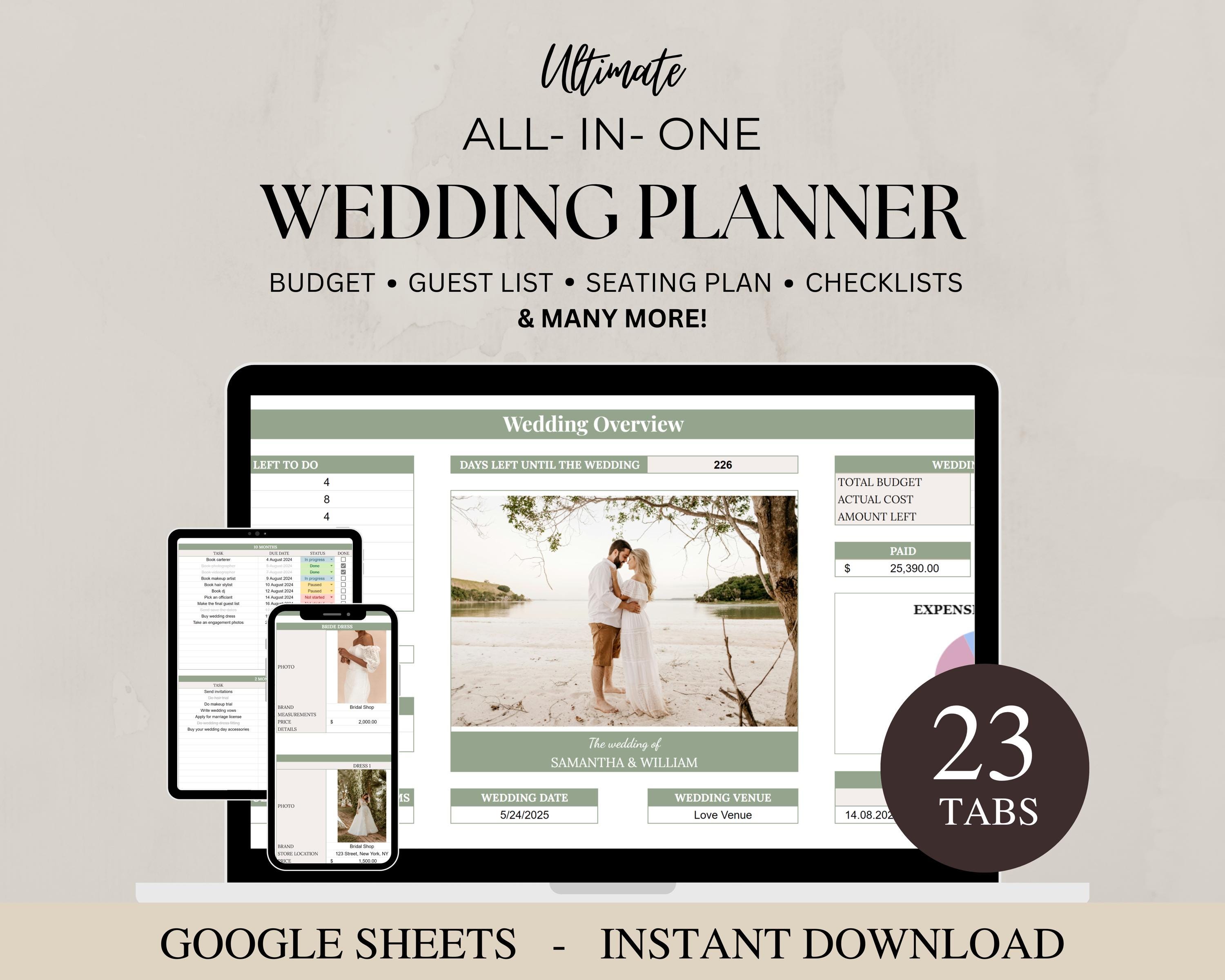 Wedding Planner Spreadsheet, Digital Wedding Planner, Google Sheets Wedding Planning, Wedding Budget, Wedding Itinerary, Wedding Checklist