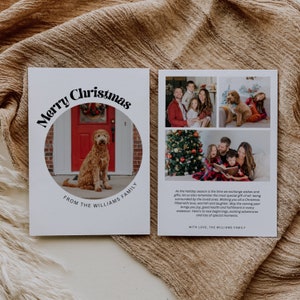 Family Photo Christmas Card Template, Pet Holiday Card, Minimalist Christmas Card With Photo, Dog Photo Christmas Card, Retro Christmas Card