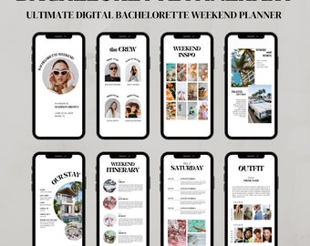Digital Bachelorette Itinerary Template, Bachelorette Weekend Planner, Bachelorette Itinerary Planner, Bachelorette Party, Canva Template