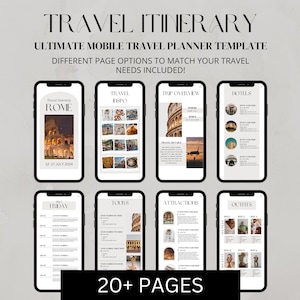 Mobile Travel Itinerary Template, Trip Itinerary Template, Editable Travel Planner, Digital Travel Itinerary, Vacation Planner, Travel Guide