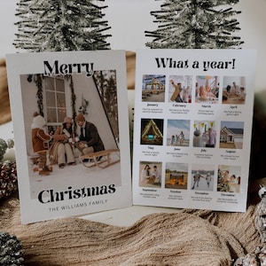 Year in Review Christmas Card Template, What A Year Card Photo Collage, Family Photo Christmas Card Template, Retro Card, Holiday Newsletter
