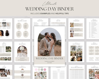 Ultimate Wedding Day Binder Template - Printable Planner, Checklist & Itinerary (Canva Digital Template)