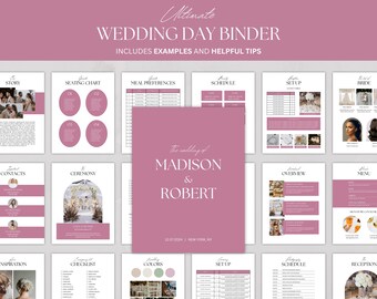 Ultimate Wedding Day Binder Template - Printable Planner, Checklist & Itinerary (Canva Digital Template)