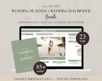 Wedding Planner Spreadsheet & Wedding Day Binder Bundle, Google Sheets Wedding Planner, Canva Wedding Binder, Wedding Budget, Itinerary