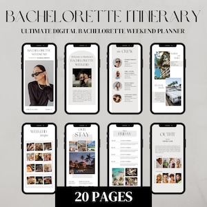 Digital Bachelorette Itinerary Template, Bachelorette Weekend Planner, Bachelorette Itinerary Planner, Bachelorette Party, Canva Template