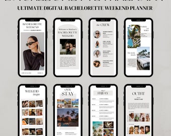 Digital Bachelorette Itinerary Template, Bachelorette Weekend Planner, Bachelorette Itinerary Planner, Bachelorette Party, Canva Template