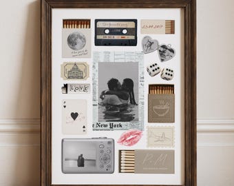 Matchbook Poster Canva Template Matchbox Art Custom Collage Wall Print Printable Gift For Him or Her Couple Anniversary Gift For Boyfriend