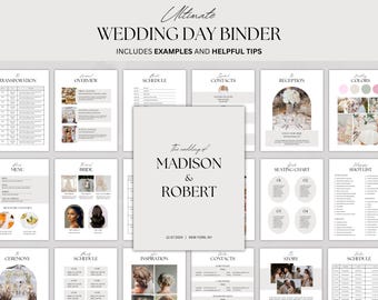 Ultimate Wedding Day Binder Template, Wedding Planner, Wedding Itinerary, Wedding Checklists, Digital & Printable Wedding Binder, Canva