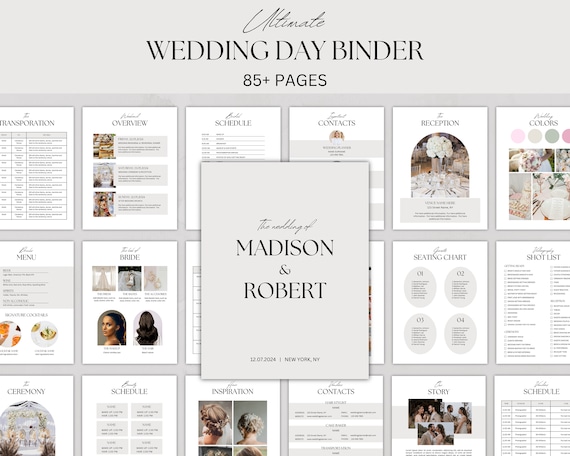 Ultimate Wedding Day Binder Template, Wedding Planner, Wedding Itinerary, Wedding Checklists, Digital & Printable Wedding Binder, Canva