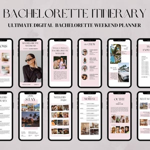 Digital Bachelorette Itinerary Template, Bachelorette Weekend Planner, Bachelorette Itinerary Planner, Bachelorette Party, Canva Template