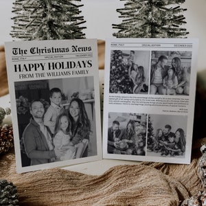 Modello di biglietto di auguri per giornale, modello di biglietto di auguri stampabile, biglietto di auguri fotografico, biglietto di auguri personalizzato, biglietto fotografico di Natale modificabile