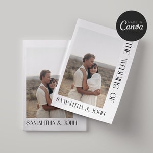 4 Pages Wedding Magazine Template, Folded Wedding Program Template, Magazine Wedding Day Program Template, Wedding Infographic, Canva Edit