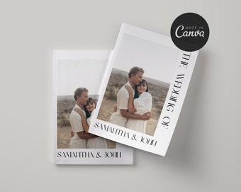 4 Pages Wedding Magazine Template, Folded Wedding Program Template, Magazine Wedding Day Program Template, Wedding Infographic, Canva Edit