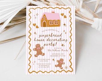 Gingerbread House Decorating Party Invitation Christmas Party Invitation Digital & Printable Holiday Cookie Decorating Invite Canva Template