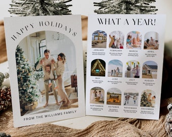 Year in Review Christmas Card Template, What A Year Card Photo Collage, Arch Holiday Card, Family Year in Review, Christmas Photo Card