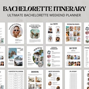 Ultimate Bachelorette Itinerary Template, Bachelorette Weekend Planner, Bachelorette Itinerary Planner, Bachelorette Party, Canva Template