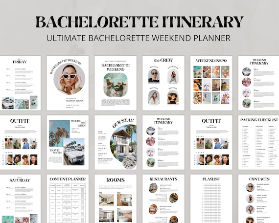 Ultimate Bachelorette Itinerary Template, Bachelorette Weekend Planner, Bachelorette Itinerary Planner, Bachelorette Party, Canva Template