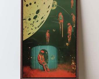 Lámina artística de astronauta melancólico, astronauta solitario, retro, ciencia ficción, paisaje onírico, partida, decoración única, viajero espacial