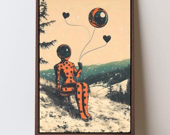 Impresión Giclée del astronauta de Polkadot: Bellas artes espaciales retro