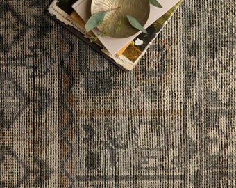 Vintage Distressed türkischer Stil Teppich | Ausgeblichener Tribal Medaillon Teppich