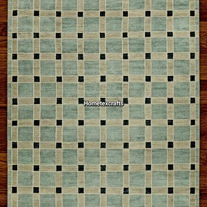 Blue Checkered Wool Rug, Handwoven Scandinavian Geometric Carpet - Etsy