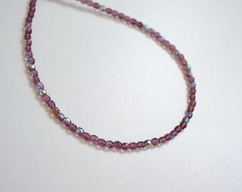 Purple Beaded Necklace – Minimalist 4mm Shiny Czech Glass Beads – Dainty Elegant Jewelry for Women