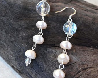 Pendientes colgantes de perlas con cuentas de cristal checo