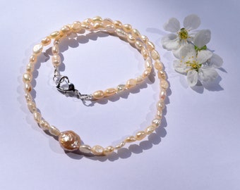 Pearl Necklace, Natural Freshwater Pearls, Small Pearl Necklace