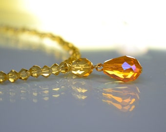 Yellow Necklace, Glass Necklace, Light Yellow, Sunny Necklace, Summer Choker