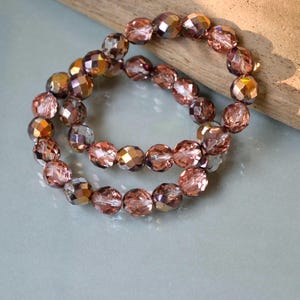 Rose Gold Czech Glass Beaded Bracelet: Elegant Statement Jewelry