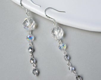 Pendientes colgantes de cristal checo con ganchos plateados
