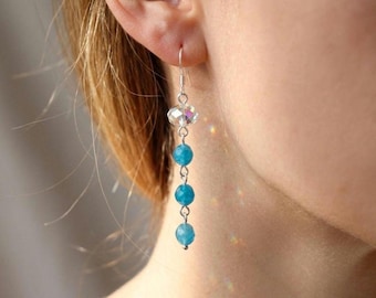 Pendientes colgantes de apatita con cristal checo iridiscente