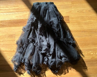 Black Fairy Tulle Skirt • Ruffle Tulle Midi Skirt • Layered Renaissance Skirt • Bridesmaid Skirt • Cake Skirt • Womens Fashion Gift For Her