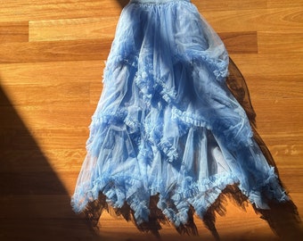 Blue Fairy Tulle Skirt • Ruffle Tulle Midi Skirt • Layered Renaissance Skirt • Bridesmaid Skirt • Cake Skirt • Womens Fashion Gift For Her